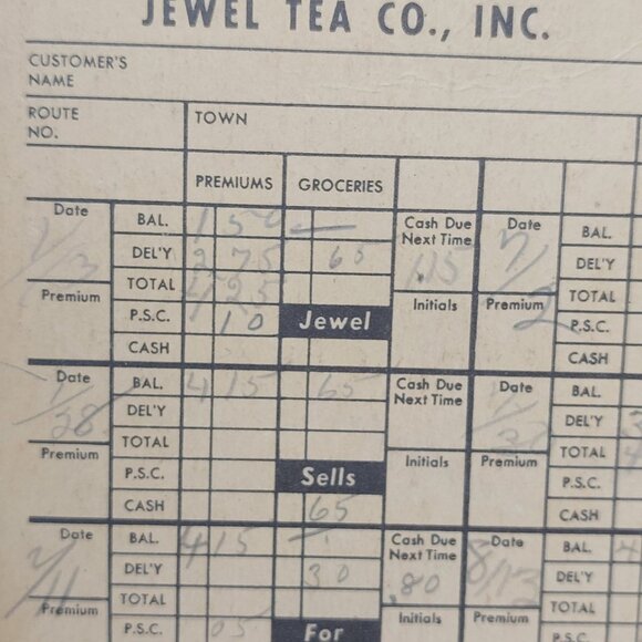 Vintage 1940s Jewel Tea Co Receipt Card Dillon Art School Children Dog Flag - Picture 3 of 4